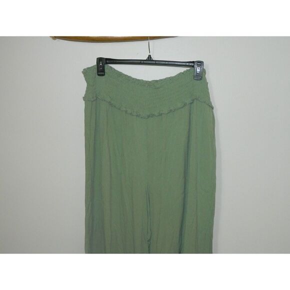 Fashion to Figure Pants Size‎  3  Green Gauze Lightweight Elastic Waist Wide Leg - Picture 6 of 14